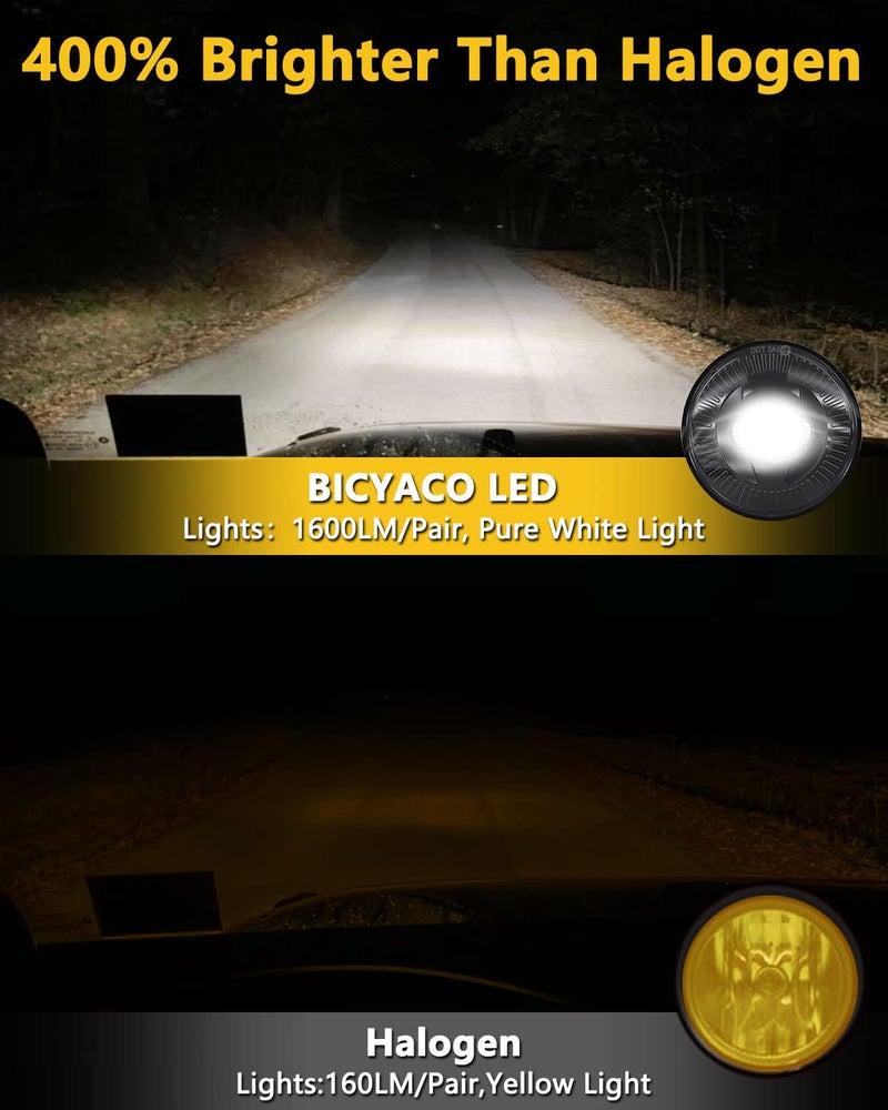 BICYACO Led Fog Lights 5202 Compatible with 07-14 Suburban/Tahoe/07-13 Avalanche/10-13 Camaro/15-16 Colorado/15 Silverado/GMC Acadia/Yukon/XL/Ford Mustang/08-09 Pontiac G8-1 Pair Black - Image 3